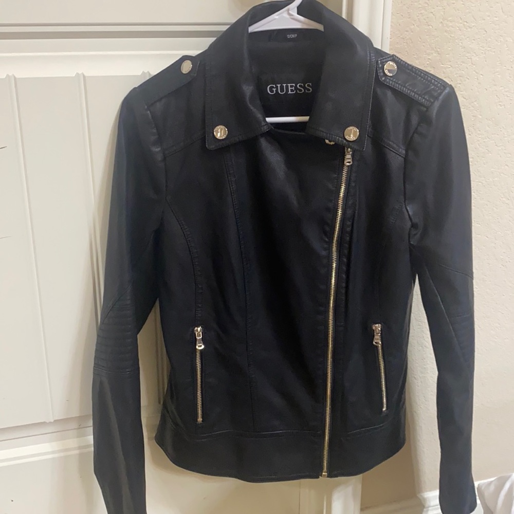 black leather jacket